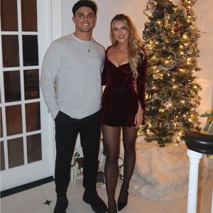 House of CB dress | size small | dark cherry | velvet